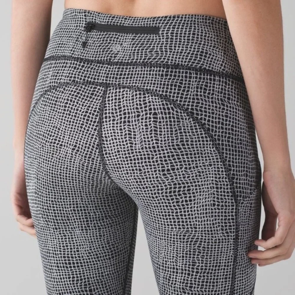 Lululemon Speed Tight V Fall Net Crop Leggings 2 Athletic Running Gym Workout